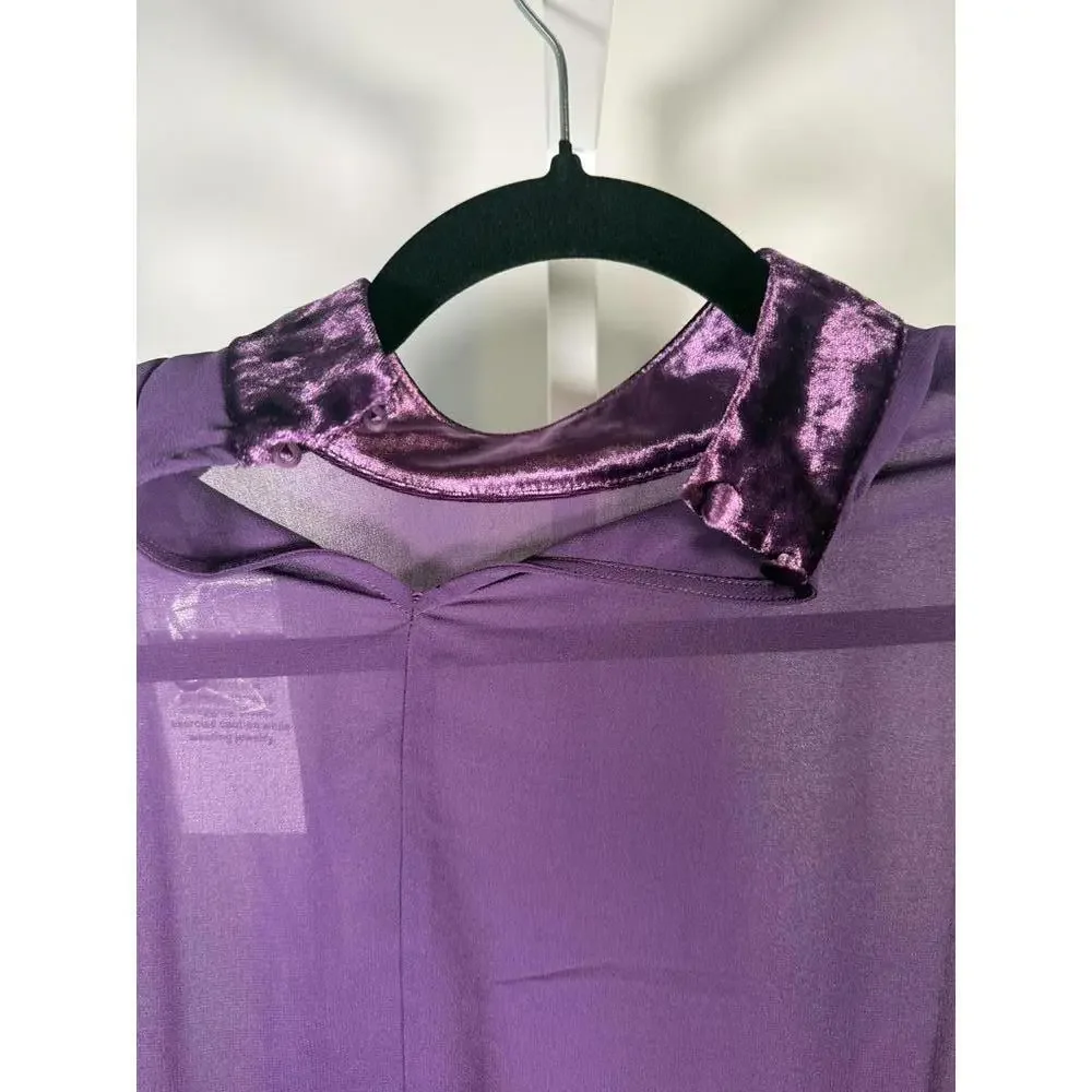 NWT G by Giuliana Women's Black Label Chiffon Poncho Velour Trim Purple Size XS - Picture 4 of 8